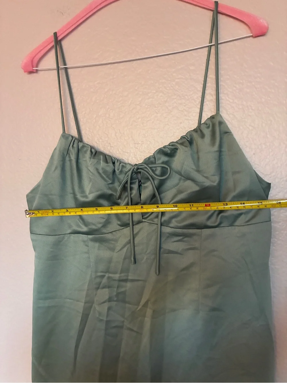 Topshop Silky Sage Green Satin Slip Dress Size 10 Party Cocktail Y2K Babydoll